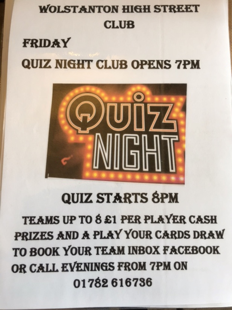 (FRIDAY 25th JULY) <br>
(QUIZ NIGHT WITH JILL)
